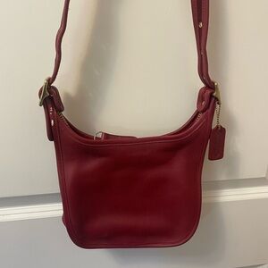 Coach Red Leather Shoulder Bag with Hobo Silhouette